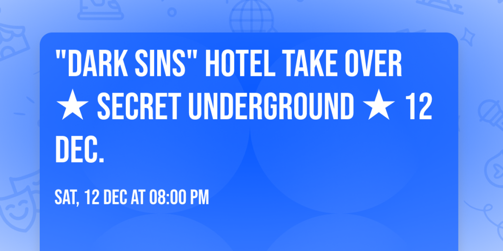 "DARK SINS" Hotel Take Over ★ Secret Underground ★ 12 Dec. in Tilburg